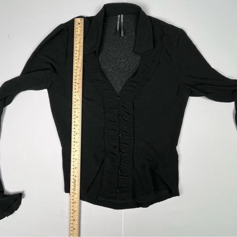 Anthropologie | Long-Sleeve Textured Button-Front Blouse Size Small in Black - Picture 7 of 11